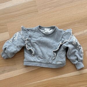 Chloe Girl’s Gray Embroidered Ruffle Sweatshirt